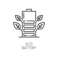 Eco battery icon of green energy power and ecology vector