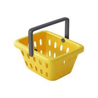 3d Yellow Shopping Basket Cartoon Style vector