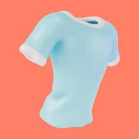 3d Light Blue T-shirt Cartoon Design Style. vector