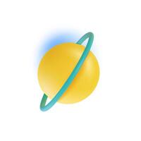 3d Planet with Ring Around Cartoon Style. vector