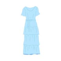 Cartoon Clothe Female Light Blue Dress. vector