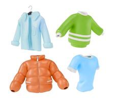 3d Different Male Clothes Set Cartoon Design Style vector