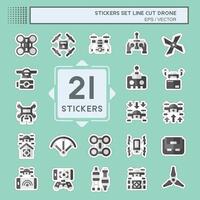 Sticker line cut Set Drone. related to Technology symbol. simple design illustration vector