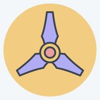 Icon Three Blades Propeller. related to Drone symbol. color mate style. simple design illustration vector