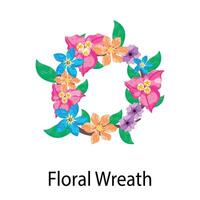 Blooming Flowers Flat Stickers vector