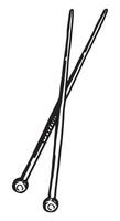 Straight knitting needles sketch. Tools for knitwork, handicraft. Hobby, leisure activity doodle. Outline illustration. vector