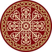 red national Yakut circle. Round pattern of the indigenous peoples of the north, tundra, Chukchi, Nenets. Ethnic ornament of Siberian people vector