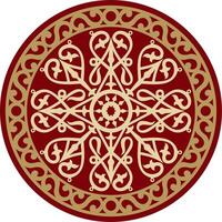 red national Yakut circle. Round pattern of the indigenous peoples of the north, tundra, Chukchi, Nenets. Ethnic ornament of Siberian people vector