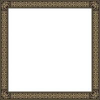 golden and black square Yakut ornament. An endless rectangular border, a frame of the northern peoples of the Far East vector