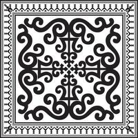 monochrome black square Yakut ornament. An endless rectangular border, a frame of the northern peoples of the Far East vector