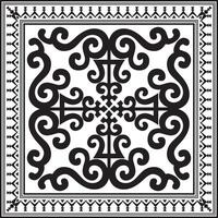 monochrome black square Yakut ornament. An endless rectangular border, a frame of the northern peoples of the Far East vector