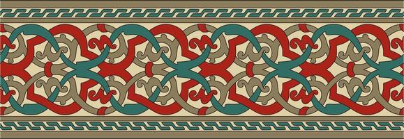 colored seamless oriental national ornament. Endless ethnic floral border, arab peoples frame. Persian painting. vector