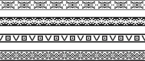 monochrome set of seamless borders, native american frames. The endless pattern of the peoples of Central and South America, the Aztecs, the Maya, the Incas. vector
