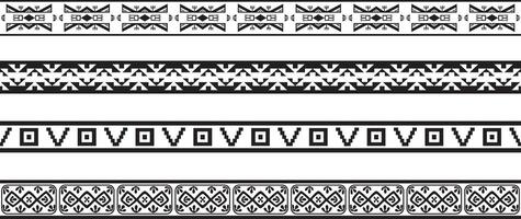 monochrome set of seamless borders, native american frames. The endless pattern of the peoples of Central and South America, the Aztecs, the Maya, the Incas. vector