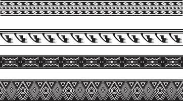 monochrome set of seamless borders, native american frames. The endless pattern of the peoples of Central and South America, the Aztecs, the Maya, the Incas. vector