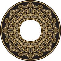 golden round oriental ornament. Arabic patterned circle of Iran, Iraq, Turkey, Syria. Persian frame, border. vector