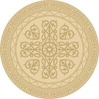 gold round Yakut ornament. Endless circle, border, frame of the northern peoples of the Far East vector