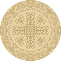 gold round Yakut ornament. Endless circle, border, frame of the northern peoples of the Far East vector