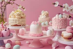 colourful decorated easter cakes photo