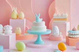 colourful decorated easter cakes photo