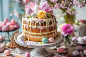 colourful decorated easter cakes photo