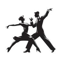 East Coast Swing Dance Illustration in black and white vector