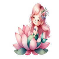 aigenerated mermaid with flowers png