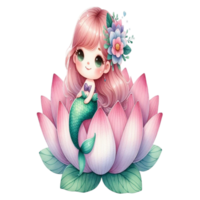 aigenerated mermaid with flowers png