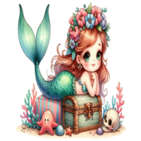 aigenerated mermaid sitting on a chest png