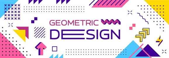 Abstract geometric modern Memphis pattern banner vector