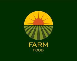 agricultura granja campo logo icono, rural paisaje vector