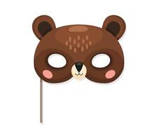 Bear animal carnival party festive mask on stick vector