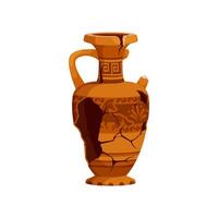 Ancient broken pottery and vase, old clay urn vector