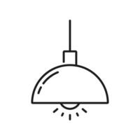 Indoor chandelier lamp, light outline icon vector