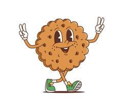 Cartoon retro cookie groovy character funky hippie vector