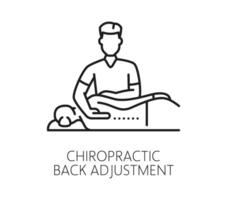 Chiropractic medicine line icon, back adjustment vector