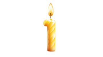 cartoon 1st birthday yellow candle on Transparent Background, Format png
