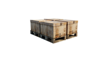 Palletized Cardboard Box Arrangements isolated on the transparent background, Format png