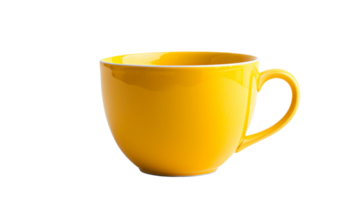 Yellow cup of tea isolated on the transparent background, Format png