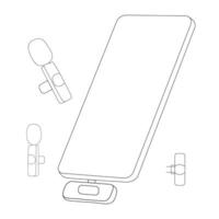 mobile phone with microphone set line art eps vector