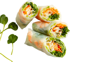 Chinese traditional spring rolls isolated on the transparent background, Format png