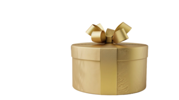 Round Gold Gift Box on Transparent Background png