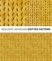 Yellow realistic merino wool fabric. Seamless detailed knitted pattern. illustration with closeup texture for wallpaper, background, web page backdrop, wrapping paper, winter design, postcard. vector