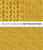 Yellow realistic merino wool fabric. Seamless detailed knitted pattern. illustration with closeup texture for wallpaper, background, web page backdrop, wrapping paper, winter design, postcard. vector