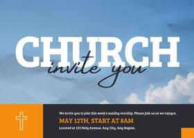 Church Sunday Worship Invitation Card Template