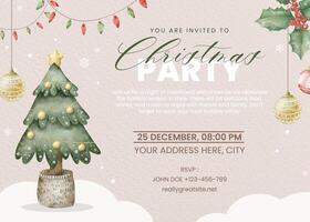 Watercolor Christmas Party Invitation template
