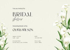 Green Floral Bridal Shower Greeting Card Invitation template