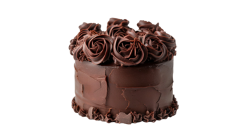 Rose Decorated Chocolate Cake on Transparent Background png