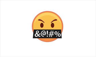 enojado cara maldiciendo, abusando y jurar emoji icono vector