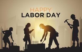 Labor day illustration featuring happy workers in action vector